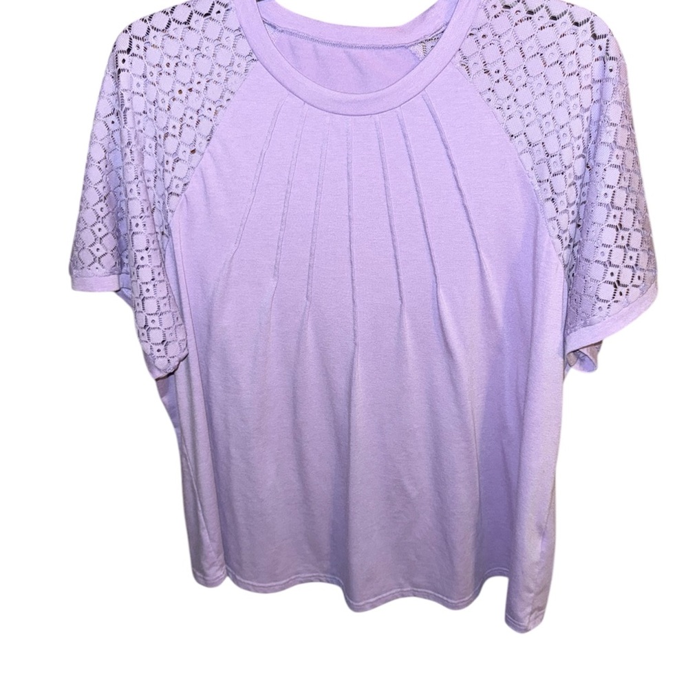 ☀️ Lavender Lace Sleeve Women's Top